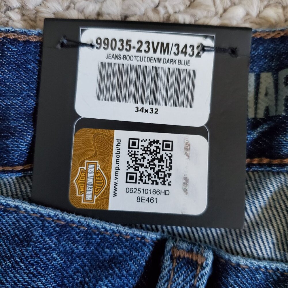 NEW: Harley-Davidson Genuine MotorClothes Bootcut Jeans Blue Denim Logo 34x32 - Picture 4 of 6